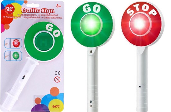 Playfun Verkeersbord Stop & Go Junior 25 Cm  3+wit/groen/rood 
