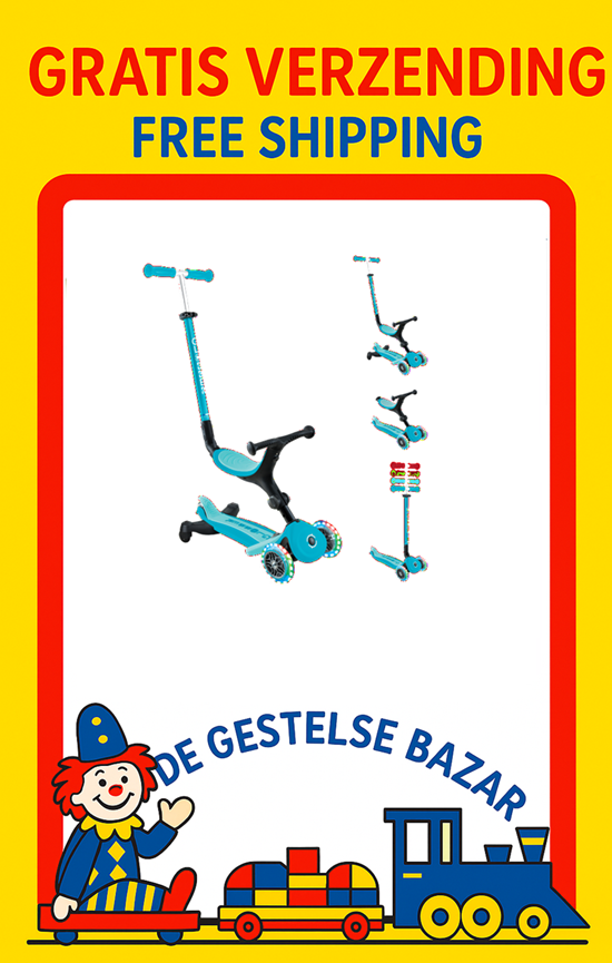Globber Go Up Step 3in1 Active Lights Aqua Blauw 360° 15mnd+ 