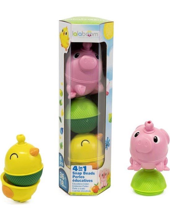 Lalaboom 4in1 Kip en Varken Set Dieren 6dlg 1+ 