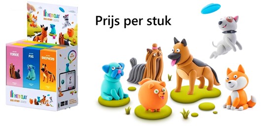 Hey Clay Klei Honden figuur 5 kleuren assorti 3+
