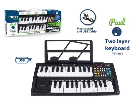 MeMe Music Keyboard Paul met DUBBEL Toetsenbord 49Toons (4xAA) 3+ 