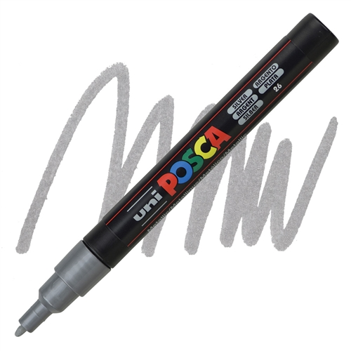 Posca Extra Fine Round  Conische Punt Tip 0.9mm- 1.3mm ZILVER