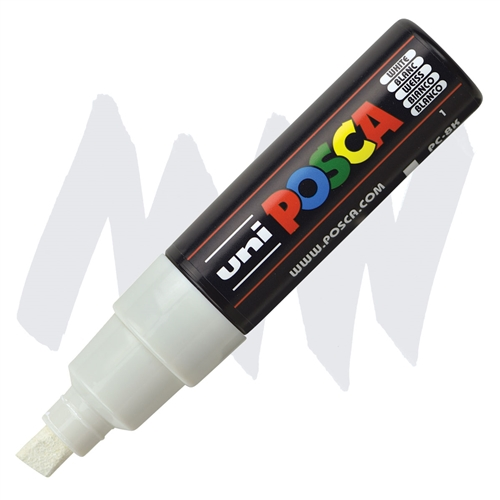 Posca Schuin Afgeslepen Punt 8.0mm WIT