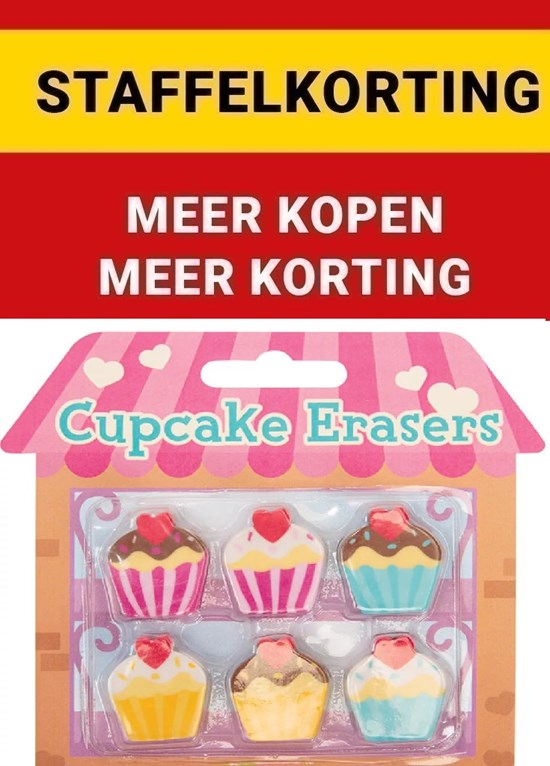 tobar Set met 6 Cupcake Gummetjes op Kaart  