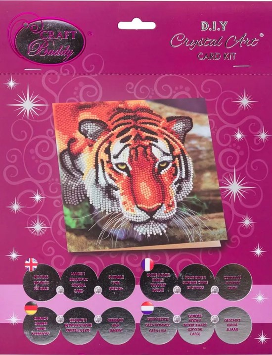 DIY Crystal Art Anischtkaart Tijger 18x18cm  