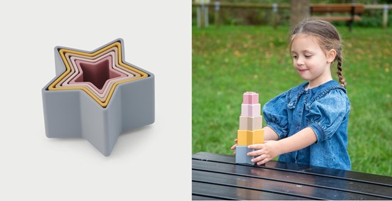 Tickit Silisoft Ster Vormige Stapelbekers 5dlg Aarde Kleuren omnd+ 