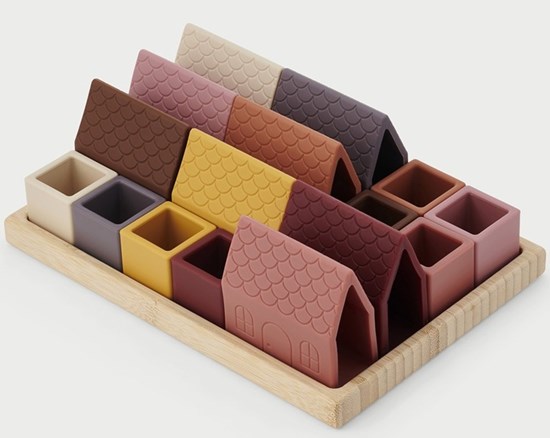 Tickit Silsoft®  Dorpse Blokken Aarde Kleuren 16dlg 0mnd+   