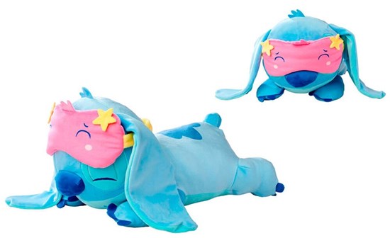 Disney Stitch Knuffelfiguur Liggend met Slaapmasker circa  40 cm