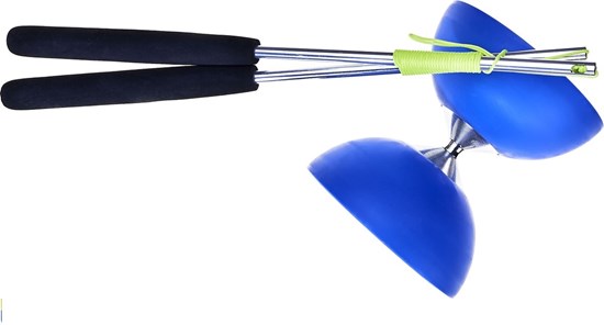 Acrobat Rubber Diabolo met Aluminium  Stokken Blauw