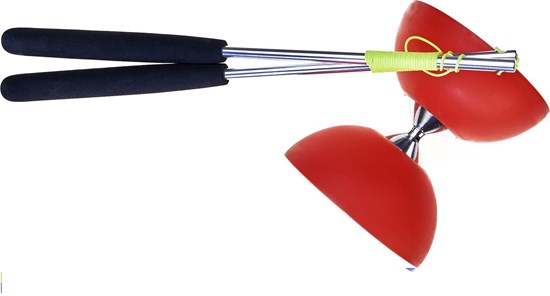 Acrobat Rubber Diabolo met Aluminium  Stokken Rood