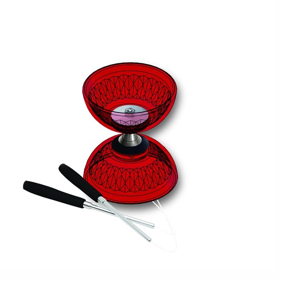 Acrobat Crystal Diabolo met Aluminium Stokjes Rood 