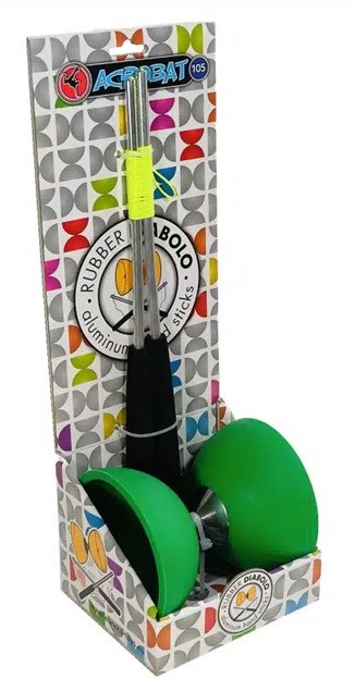 Acrobat Rubber Diabolo met Aluminium Stokjes Donker Groen 