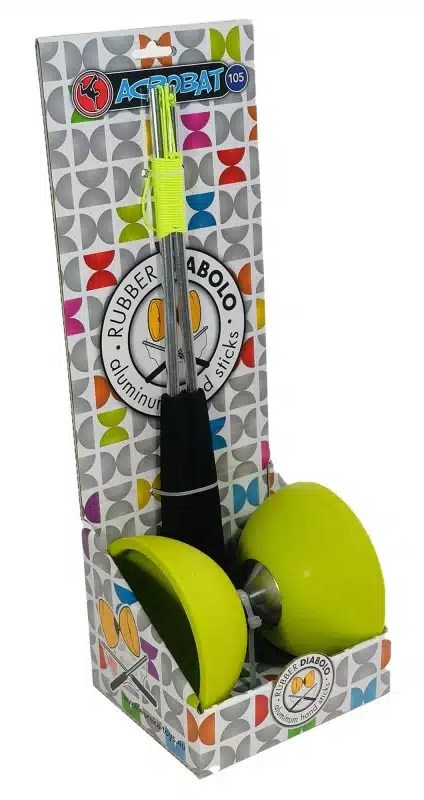 Acrobat Rubber Diabolo met Aluminium Stokjes Licht Groen 