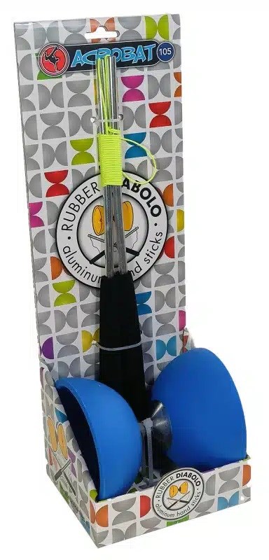 Acrobat Rubber Diabolo met Aluminium Stokjes Blauw 