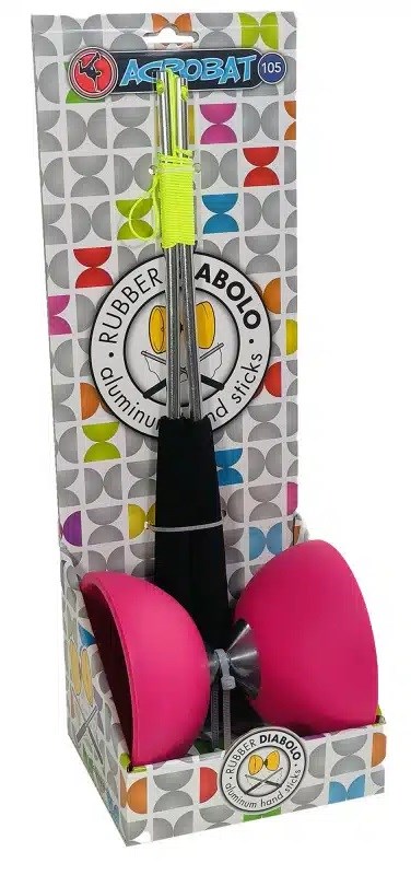 Acrobat Rubber Diabolo met Aluminium Stokjes Pink 