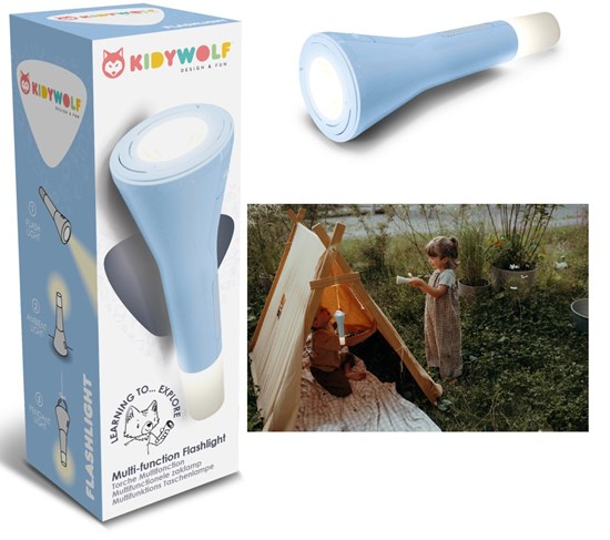 Kidywolf Kinderzaklamp Flashlight Blauw met USB 3+ 