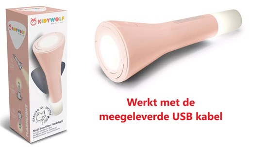 Kidywolf Kinderzaklamp Flashlight Peach met USB 3+ 