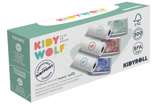 Kidywolf Kidyroll GEKLEURD Fotopapier  voor Kidyprint Camera 5 Rollen 