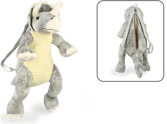 Grimini Dino Triceratops Plucherugzak En Knuffel 7 Liter Grijs 