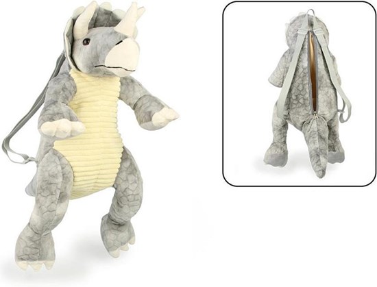 Grimini Dino Triceratops Plucherugzak En Knuffel 7 Liter Grijs 3+  