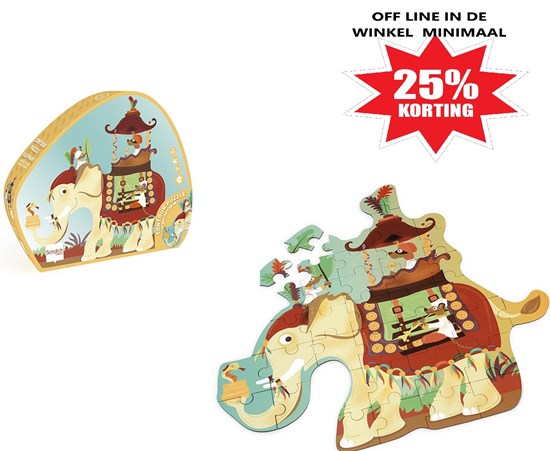 Scratch Olifant du India Contour Puzzel in Kadodoos 37stukjes 3+ 