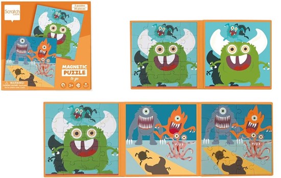Scratch Puzzel Magnetisch: Magnetisch Puzzelboek To Go Monsters 3+ 