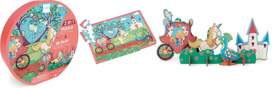 Scratch Play 2in1 Puzzel 32pcs 3D PRINSES in Ronde Decodoos 3+ 