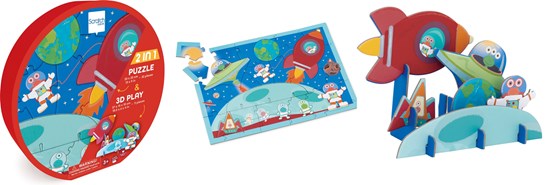 Scratch Play 2in1 Puzzel 32pcs 3D PUIMTEVAART in Ronde Decodoos 3+ 