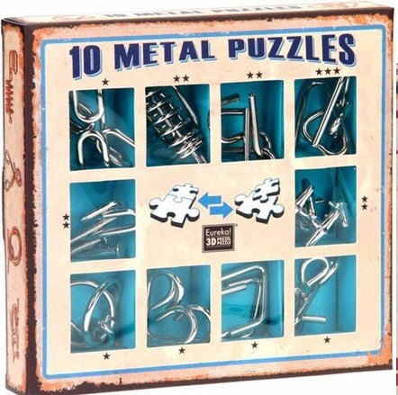 Eureka 3D 10 Metal Puzzles in Doos Blauw 7+ 