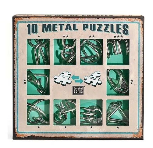 Eureka 3D 10 Metal Puzzles in Doos Groen 7+ 