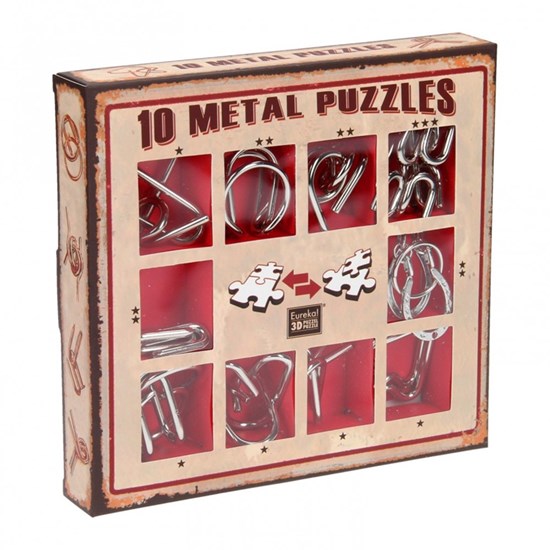 Eureka 3D 10 Metal Puzzles in Doos Rood 7+ 
