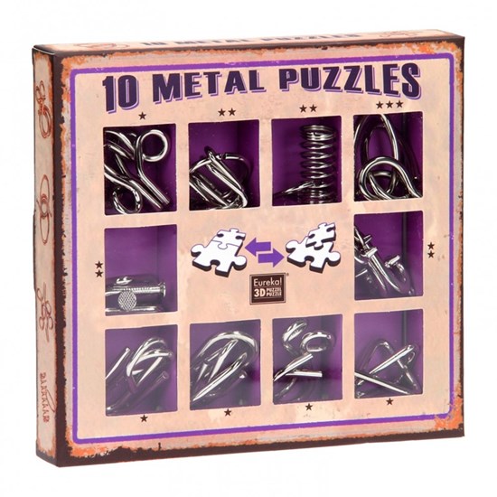 Eureka 3D 10 Metal Puzzles in Doos Paars 7+ 