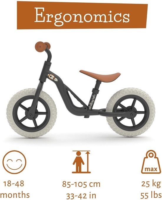Chillafish Charlie Lichtgewicht Loopfiets met Handvat 10 "18 mnd tot 4 Zwart