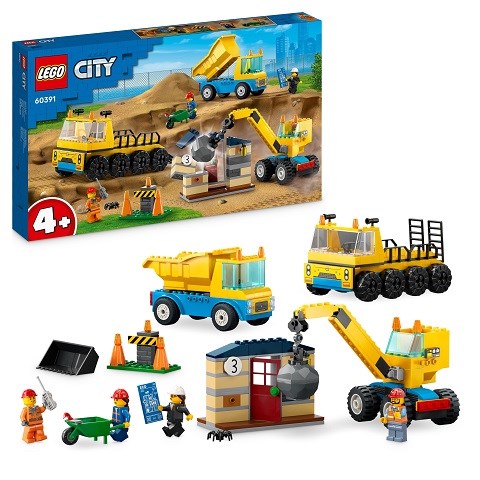 60391 Lego City Kiepwagen, Bouwtruck en Sloopkraan 235 dlg 4+ 