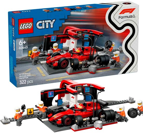 60443 Lego City f1 Pitstop en Pitcrew met Ferrari Auto 6+ 