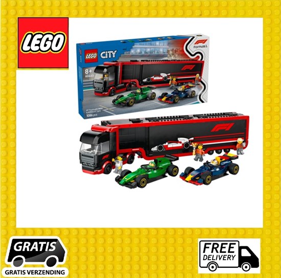 60445 Lego City F1 Truck met RB20 en AMR24 F1® auto's speelset 8+ 