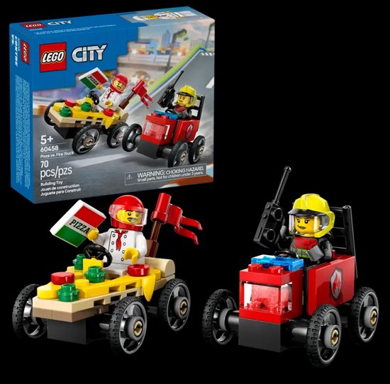 60458 Lego City Raceautopakket Pizzabezorgwagen vs Brandweerwagen 70dlg 5+