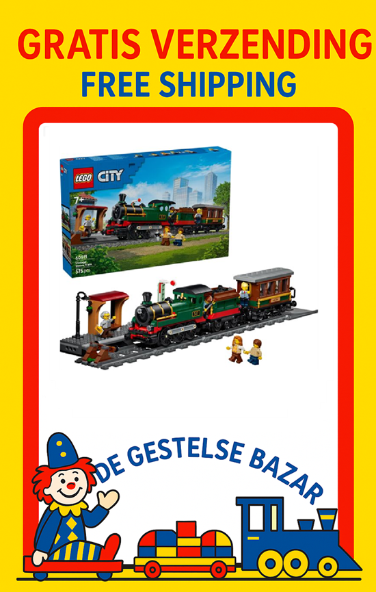 Lego® City 60511 Klassieke Stoomtrein met Tender & Personenwagon 575dlg 7+ 