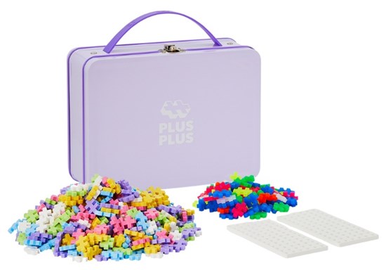 Plus Plus Metalen Reiskoffer Pastel 600 delige bouwset 5+
