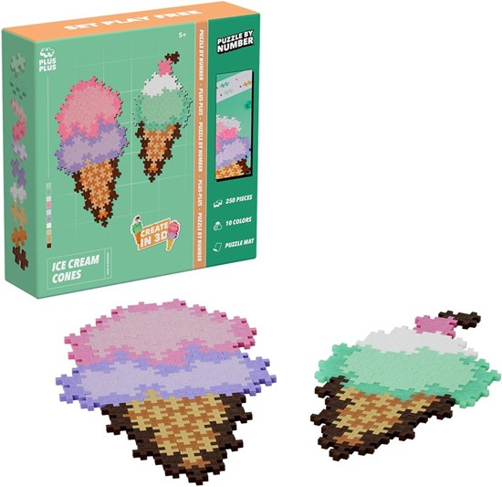 Plus Plus Puzzle by Number Ice Crem Cones 250 delige bouwset 5+
