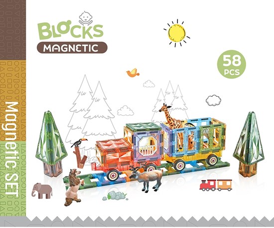 Star Diamond Magnetic Tiles Trein Thema 56dlg 3+