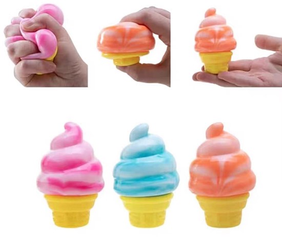 Sensory Squishy Twisted Ice Cream assort Kleuren 3+
