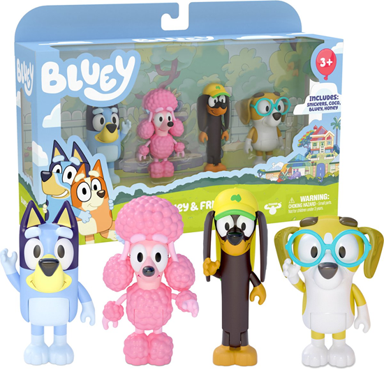 Bluey Speelfiguren set Bluey & Friends 4stuks 3+