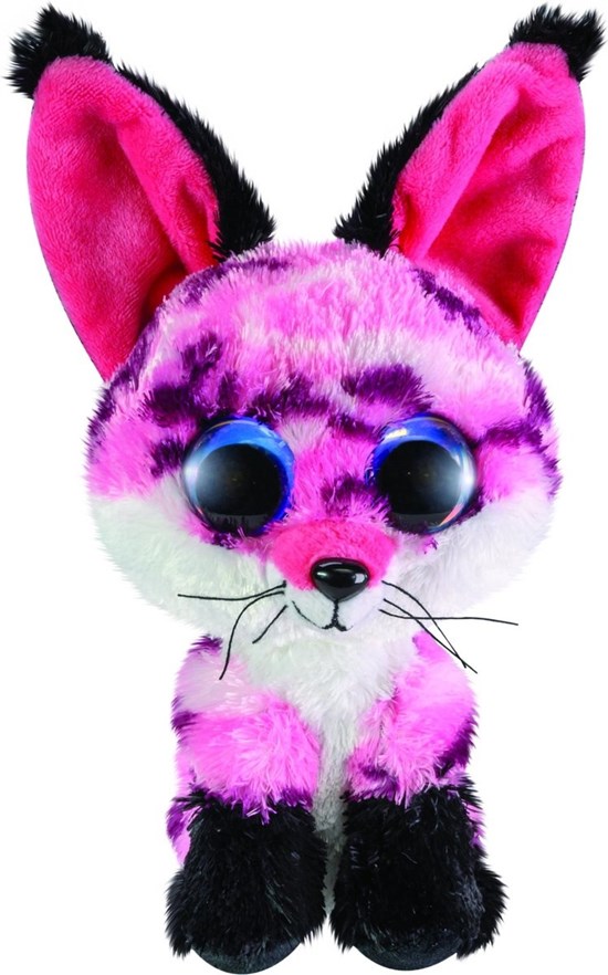 Lumo stars knuffel Fox Rhubarb Junio 15cm zwart/roze