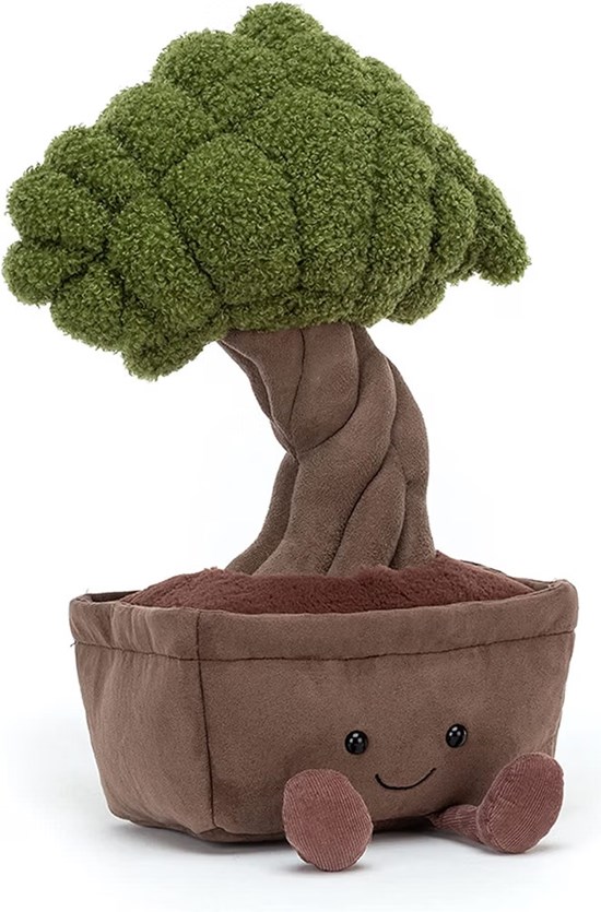 Jellycat Amuseable Knuffel Bonsai Boom in Pot Bruin/Groen circa 35cm 0mnd+ 