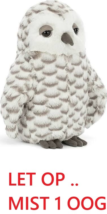 Jellycat I'Am  Woodrow de Uil Grijs/Wit circa 28cm 