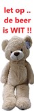 GROTE Pluche Beer Whitney Wit circa 100cm 