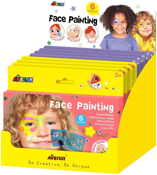 Avenir Face Art Gezichtsverf 6kleuren met Sjablonen en Stickers 3+ 