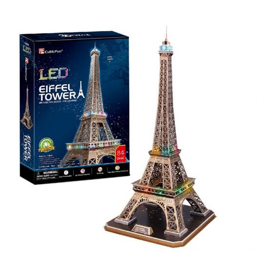 3d Puzzel de Eiffeltoren in Parijs met LED Verlichting 84dlg 10+ 
