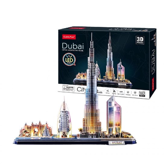 3d Puzzel de Skyline van Dubai met LED Verlichting 182dlg 10+ 